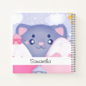 Whimsikkatze und Wintergebirge mit Niedlicher Sonn Notizblock (Rückseite)