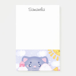 Whimsikkatze und Wintergebirge mit Niedlicher Sonn Post-it Klebezettel