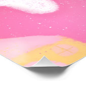 Whimsikkatze und Wintergebirge mit Niedlicher Sonn Poster (Ecke)