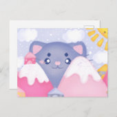 Whimsikkatze und Wintergebirge mit Niedlicher Sonn Postkarte (Vorne/Hinten)