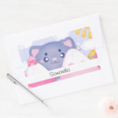 Whimsikkatze und Wintergebirge mit Niedlicher Sonn Rechteckiger Aufkleber (Umschlag)