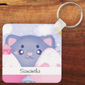 Whimsikkatze und Wintergebirge mit Niedlicher Sonn Schlüsselanhänger (Rückseite)