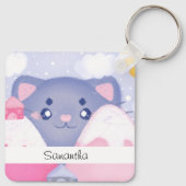 Whimsikkatze und Wintergebirge mit Niedlicher Sonn Schlüsselanhänger (Rückseite)