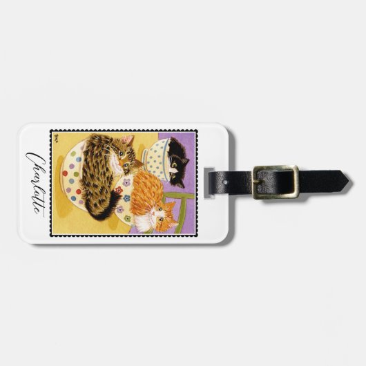 Whimsikkatzen im Individuelle Name Bowls Gepäckanhänger (Vorderseite horizontal)