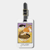 Whimsikkatzen im Individuelle Name Bowls Gepäckanhänger (Vorderseite vertikal)