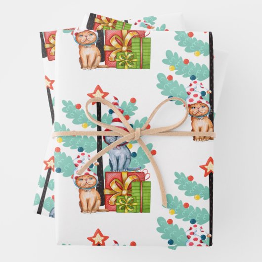 Whimsikkatzen in Hasen und Weihnachtsmuster Geschenkpapier Set (Beispiel)