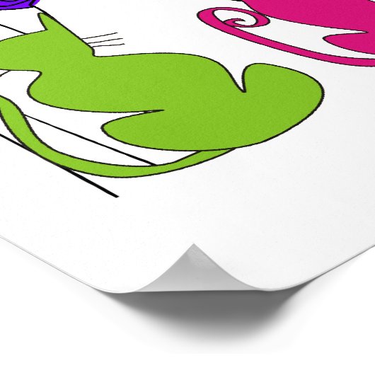 Whimsikkatzen Leinwand Wasserfarben Kunst Poster (Ecke)