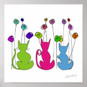 Whimsikkatzen Leinwand Wasserfarben Kunst Poster (Vorne)