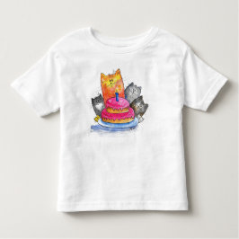 Whimsikkatzen mit Geburtstagskuchen Kleinkind T-shirt