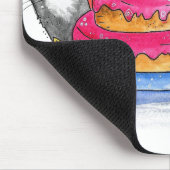 Whimsikkatzen mit Geburtstagskuchen Mousepad (Ecke)