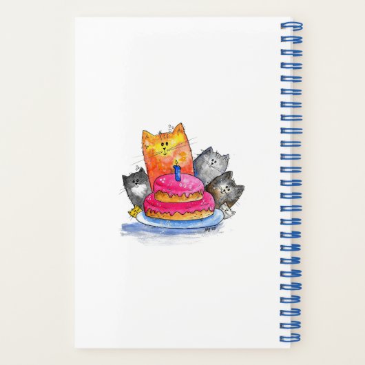Whimsikkatzen mit Geburtstagskuchen Notizblock (Rückseite)