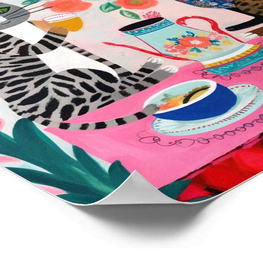 Whimsikkatzen mit Teebörster Poster (Ecke)