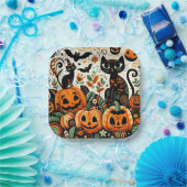 Whimsikkatzen, Pumpkins und Fledermäuse Pappteller (Party)