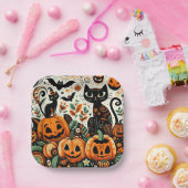 Whimsikkatzen, Pumpkins und Fledermäuse Pappteller (Party)