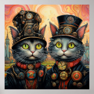 Whimsikkatzen Steampunk Poster