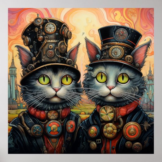 Whimsikkatzen Steampunk Poster (Vorne)