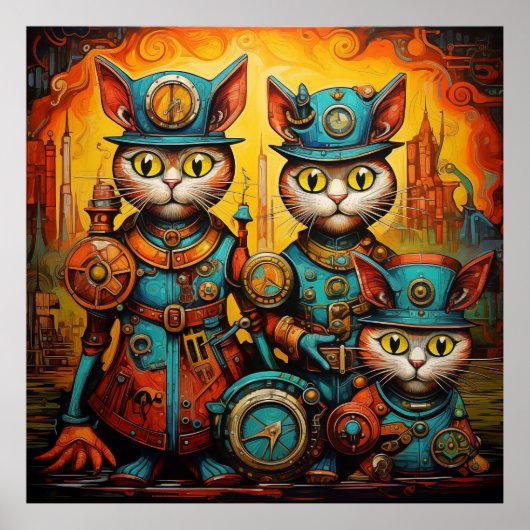 Whimsikkatzen Steampunk Poster (Vorne)