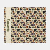 Whimsikkatzen und Halloween-Kürbis Fleecedecke (Vorderseite (Horizontal))