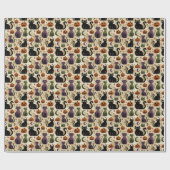 Whimsikkatzen und Halloween-Kürbis Geschenkpapier (Flach)
