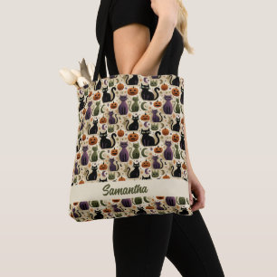 Whimsikkatzen und Halloween-Kürbis Tasche