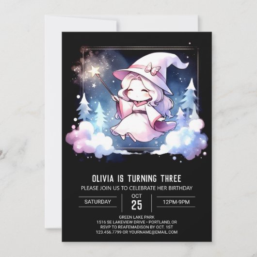Whimsikkids Wizard Geburtstag Einladung (Vorderseite)