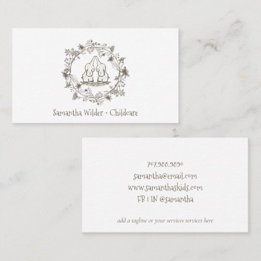 Whimsikkinder oder Babysitter Visitenkarte (Vorne/Hinten)