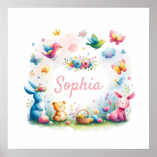 Whimsikkreaturen & Florals Poster (Vorne)