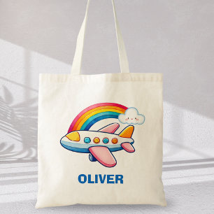 Whimsikoses Passagierflugzeug mit Regenbogen Tragetasche
