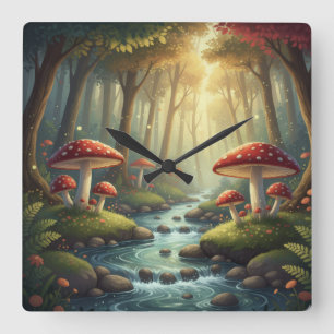 Whimsikräume und Bach Quadratische Wanduhr