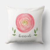 Whimsikrosa Aquarellfarbe Rose mit Namen Kissen (Vorderseite)