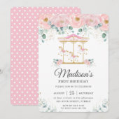 Whimsikrosa Bläserkarussell 1. Geburtstag Party Einladung (Vorne/Hinten)