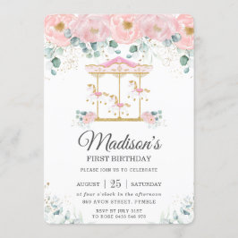 Whimsikrosa Bläserkarussell 1. Geburtstag Party Einladung