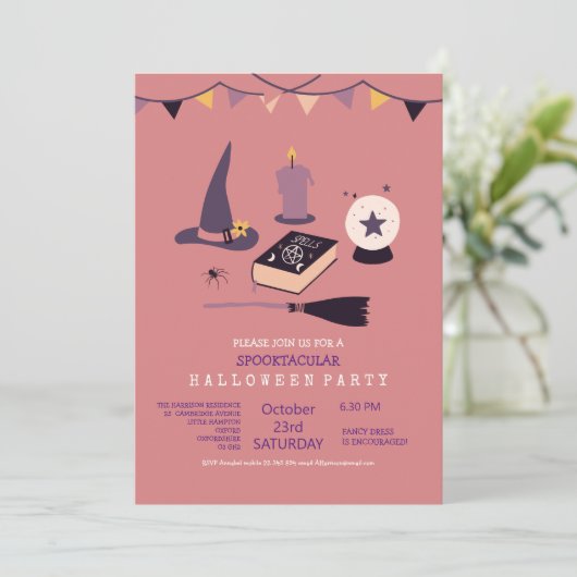 Whimsikrosa Hexe  Einladung (Stehend Vorderseite)