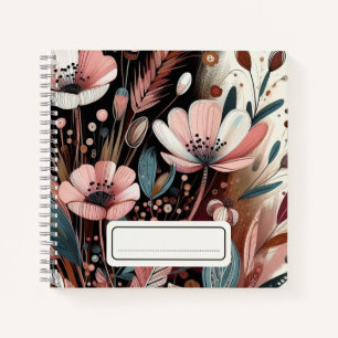 Whimsikrosa Wildblume mit goldenen Akzenten Notizblock