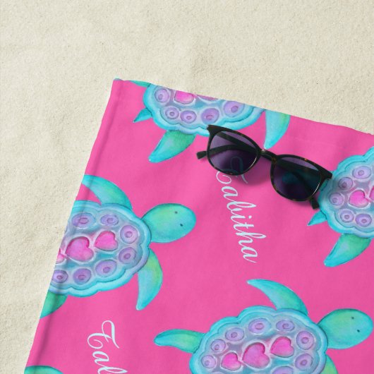 Whimsikschildkröte Herz Aquarelltücher Strandtuch (Beispiel)