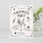 Whimsikskelett aus Martini-Glas, Halloween Einladung (Stehend Vorderseite)