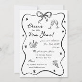 Whimsikskizziertes Silvesterfest-Party Einladung (Vorderseite)