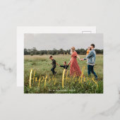 Whimsikskript Foto Happy Ferienkarte Folie Einladungspostkarte (Vorderseite/Rückseite)