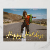 Whimsikskript Foto Happy Ferienkarte Folie Einladungspostkarte (Vorderseite)