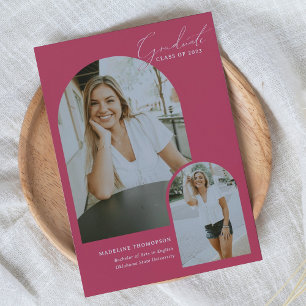 Whimsikskript Magenta Arch Foto Abschluss Ankündigung