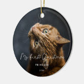 Whimsikskript Pet First Christmas Foto Keramik Ornament (Links)