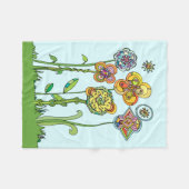 Whimsikum, handgezeichnete Blume Fleecedecke (Vorderseite (Horizontal))