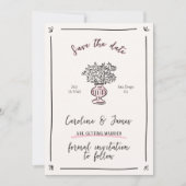 Whimsikum, handgezeichnete Blume Save the Date Einladung (Vorderseite)