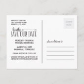 Whimsikum rustikal Save the Date Ankündigungspostkarte (Rückseite)