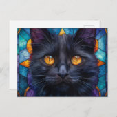 Whimsikverklebte schwarze Katze Postkarte (Vorne/Hinten)
