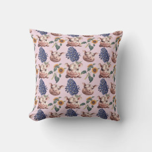 Whimsikygmie Hippo & Floral Throw Kissen