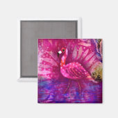 Whimsisch Abstrakt rosa Flamingo Lila grün Magnet (Vorderseite/Rückseite)