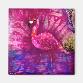 Whimsisch Abstrakt rosa Flamingo Lila grün Magnet (Vorne)