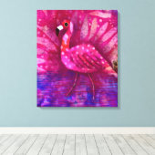 Whimsisch Abstrakt rosa Flamingo Tropical Leinwanddruck (Insitu (Holzboden))