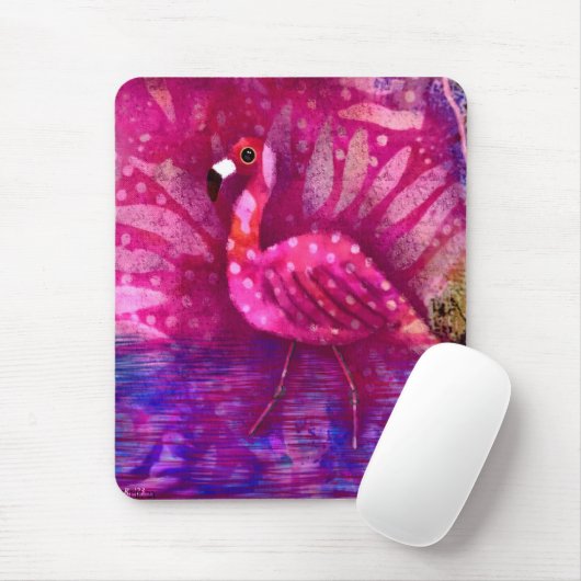 Whimsisch Abstrakt rosa Flamingo Tropical Mousepad (Mit Mouse)